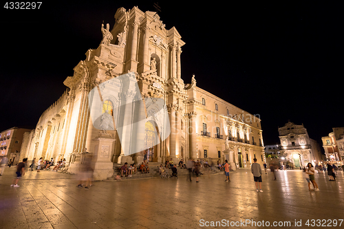 Image of SYRACUSE, ITALY - JUNE 23, 2017: Ortigia downtown in Syracuse by