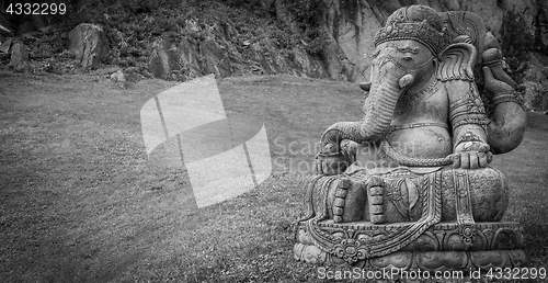 Image of Ganesha statue in a beautiful mountain garden