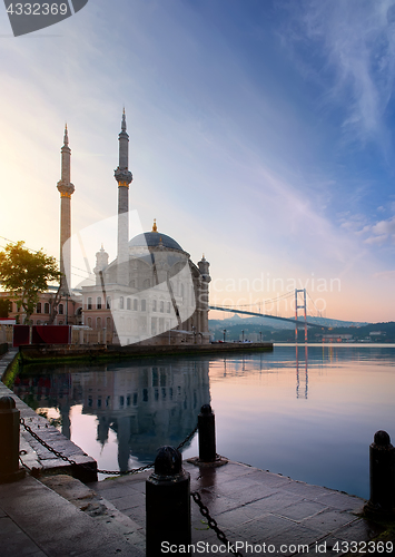 Image of Ortakoy Mosque at dawn