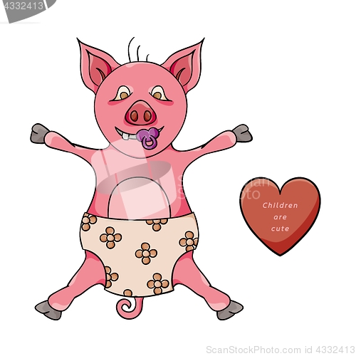 Image of small pink piglet with diaper