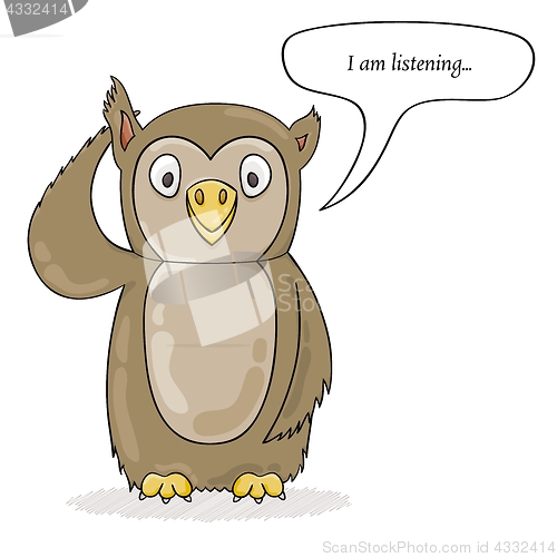 Image of cute owl listening