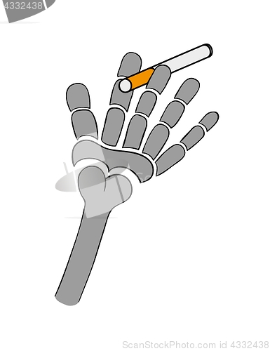 Image of hand of skeleton with cigarette