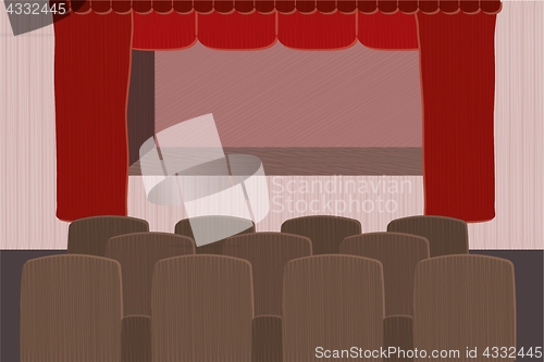Image of theater stage with red curtain