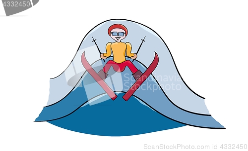 Image of man jumping on skis