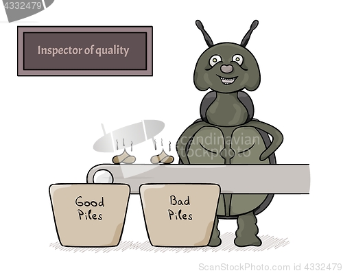 Image of bug as a inspector of quality