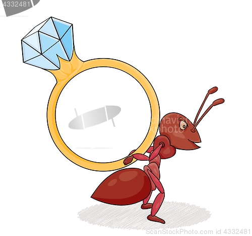 Image of ant with big ring