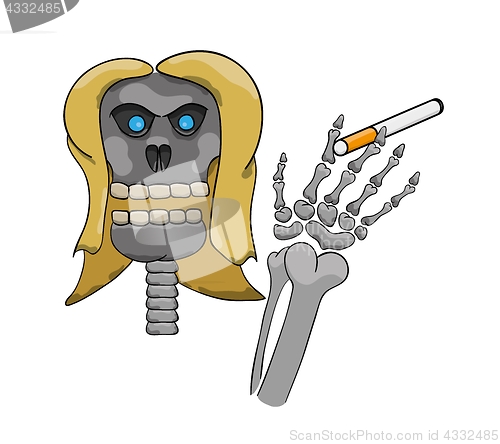 Image of skeleton with cigarette