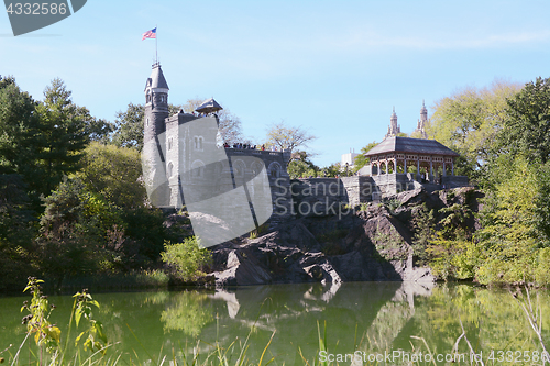 Image of Belvedere Castle in Central Park, overlooking Turtle Pond