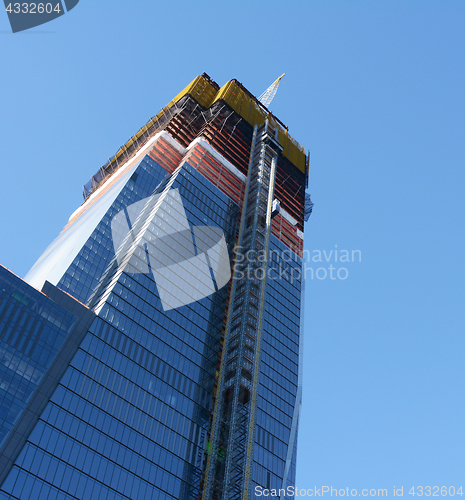 Image of Tall skyscraper under construction at Hudson Yards