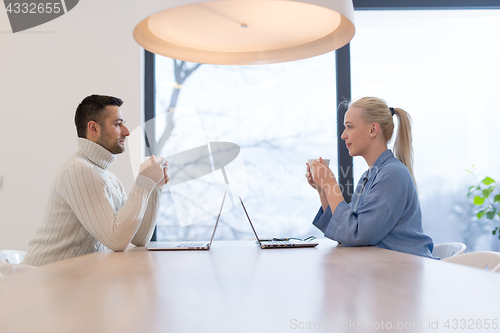 Image of Startup Business Team At A Meeting at modern office building