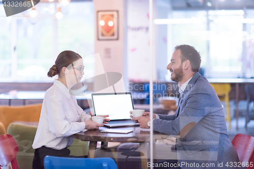 Image of startup Business team Working With laptop in creative office