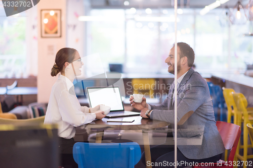 Image of startup Business team Working With laptop in creative office