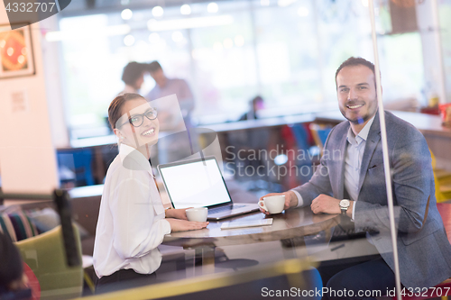 Image of startup Business team Working With laptop in creative office