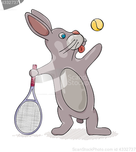 Image of rabbit playing tennis