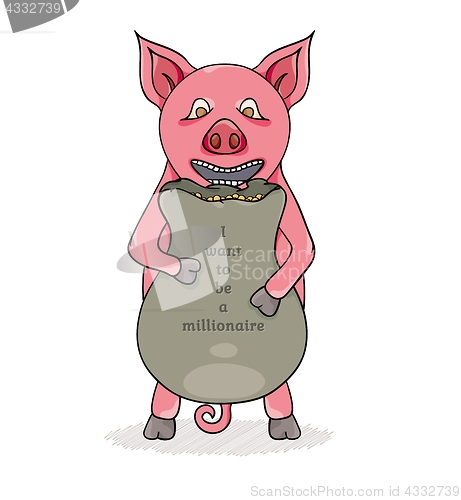 Image of pig and bag with gold coins