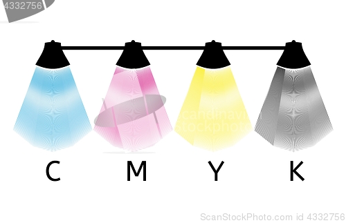 Image of lamp silhouette with cyan, magenta, yellow, key