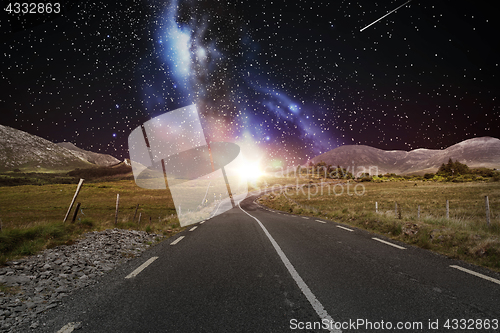 Image of asphalt road over night sky or space