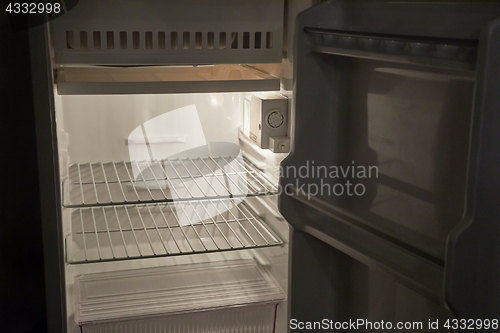 Image of Empty refrigerator in the dark