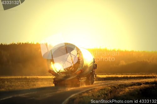 Image of Oversize Load Transport in Sunset Fog