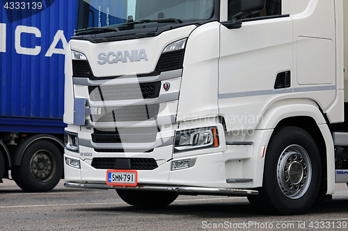 Image of White Scania R500 Truck Detail