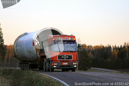 Image of MAN Semi Trailer Oversize Transport at Dusk