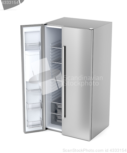 Image of Side-by-side refrigerator with opened door