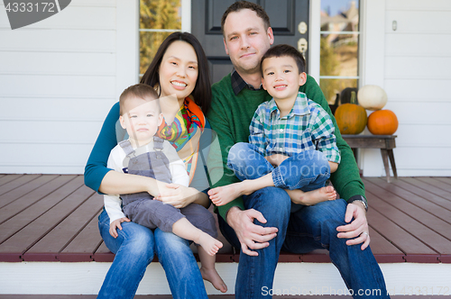 Image of Mixed Race Chinese and Caucasian Young Family Portrait