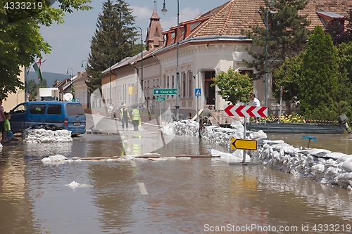 Image of Flooded street and houses