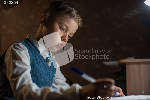 Image of pupil boy does his homework