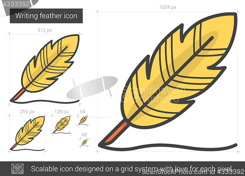 Image of Writing feather line icon.