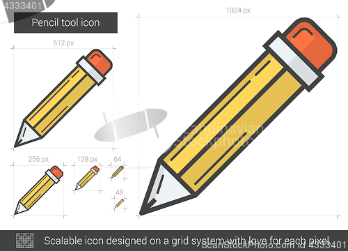 Image of Pencil tool line icon.