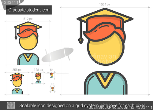 Image of Graduate student line icon.
