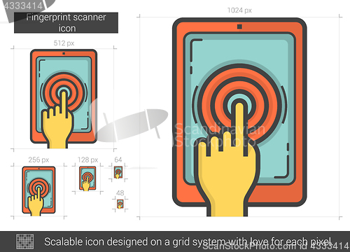 Image of Fingerprint scanner line icon.