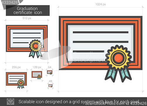 Image of Graduation certificate line icon.