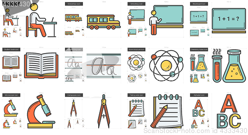 Image of Education line icon set.