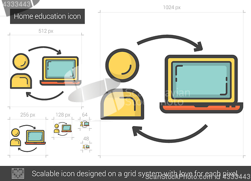 Image of Home education line icon.