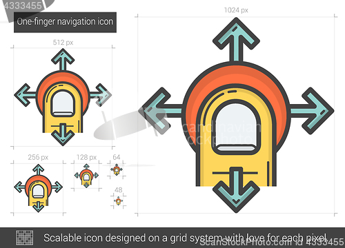 Image of One-finger navigation line icon.