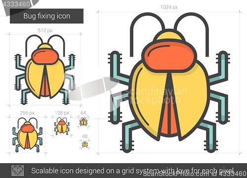 Image of Bug fixing line icon.