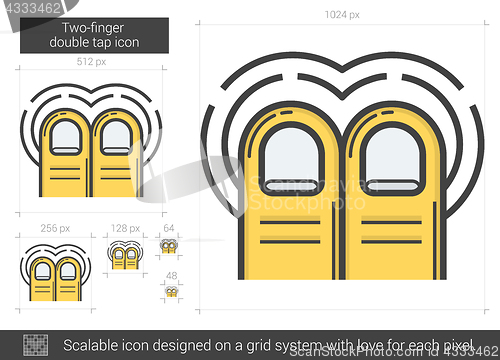 Image of Two-finger double tap line icon.