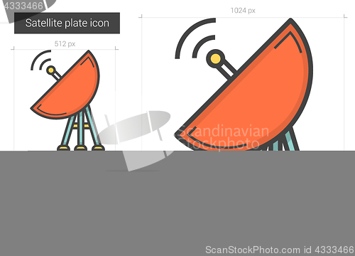 Image of Satellite plate line icon.