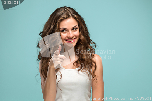 Image of The young woman\'s portrait with happy emotions