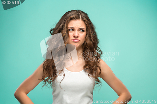 Image of The young woman\'s portrait with sad emotions