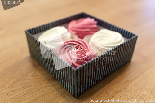 Image of zephyr or marshmallow dessert in gift box