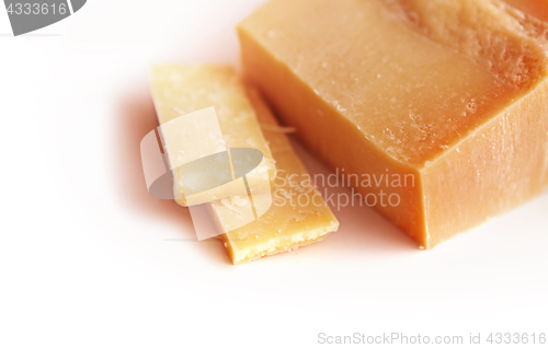 Image of parmesan on white background