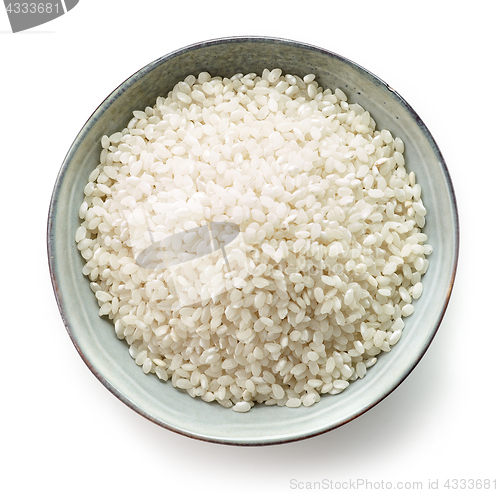 Image of Bowl of raw round rice