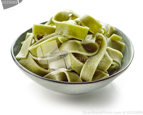 Image of Bowl of egg noodles with spinach