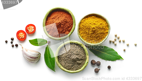 Image of Various spices isolated on white background