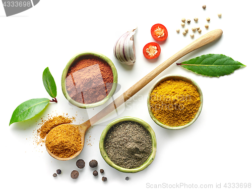 Image of Various spices isolated on white background