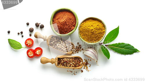 Image of Various spices isolated on white background