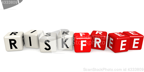 Image of Red and white cube with risk free word